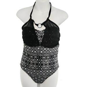 𝅺AQUA Couture Women's Ring Hi neck one piece swimsuit size S